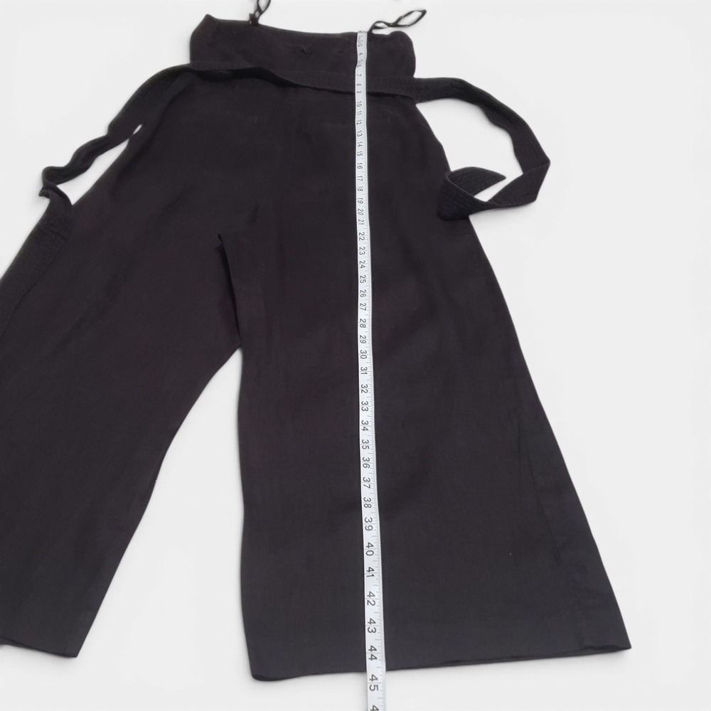 J.Crew Tie Waist Wide Leg Cropped Linen Jumpsuit‎ G6369 Black Size 2 - Picture 13 of 14